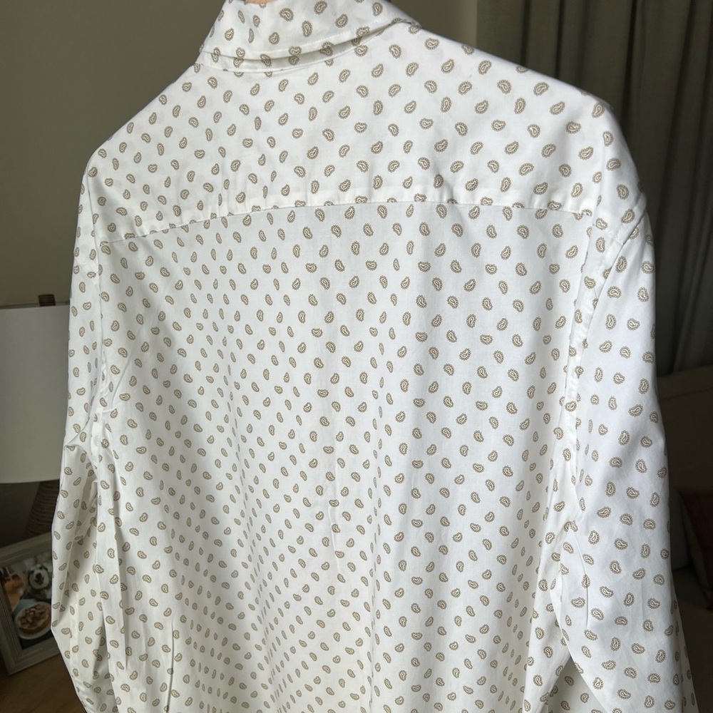 Michael Kors Men’s Slim Fit Stretch White/Tan Pattern Button Up Size XXL NWT $98 - Picture 8 of 13